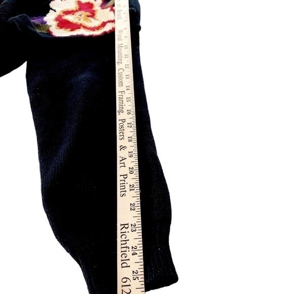 Vintage Cardigan Sweater Floral Bobbled Cable Knit Shoulder Pads Navy Cotton Y2K - Picture 10 of 16